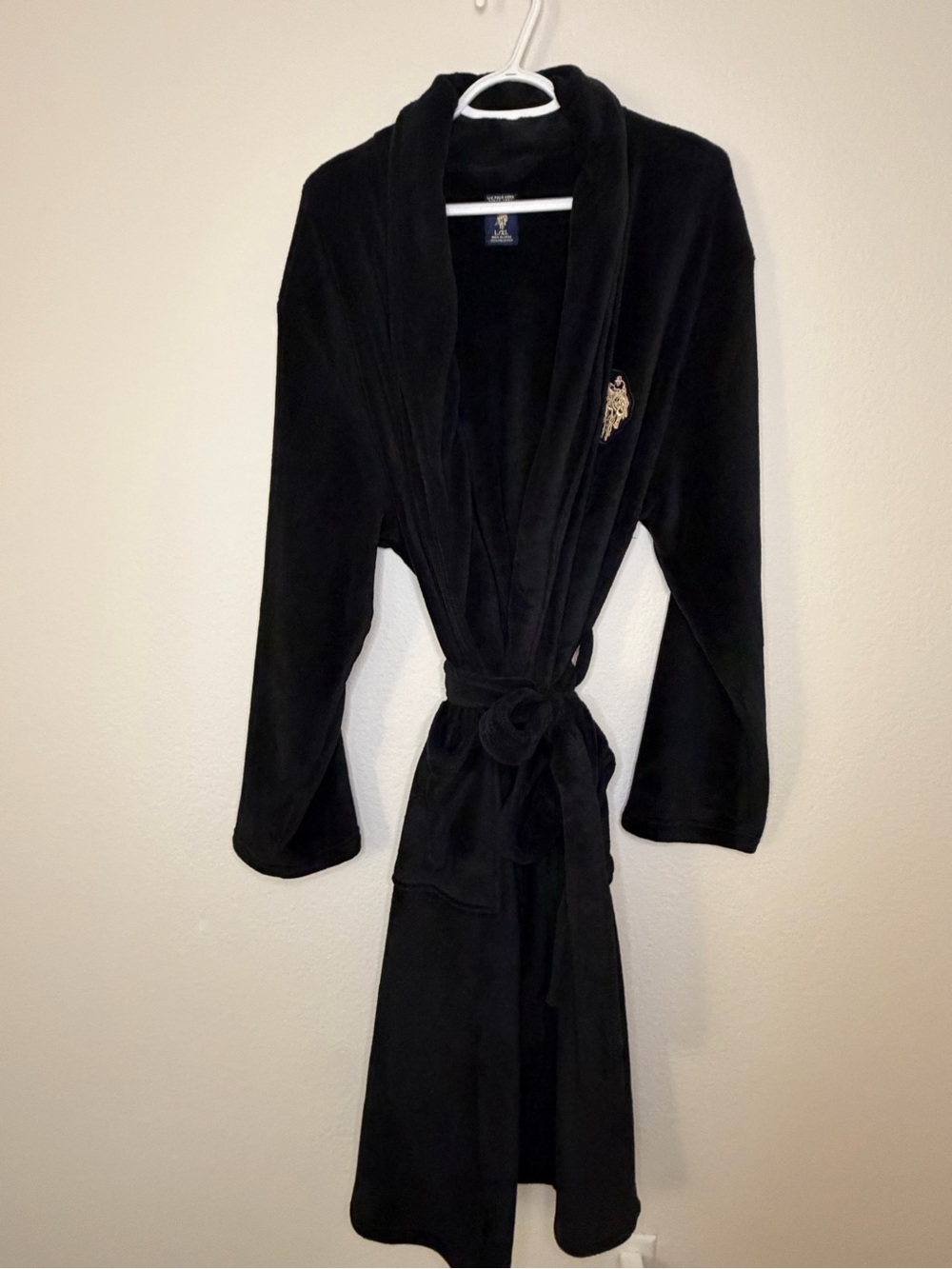 Men’s U.S. Polo Assn. Plush Robe L/XL – Black – Never Worn